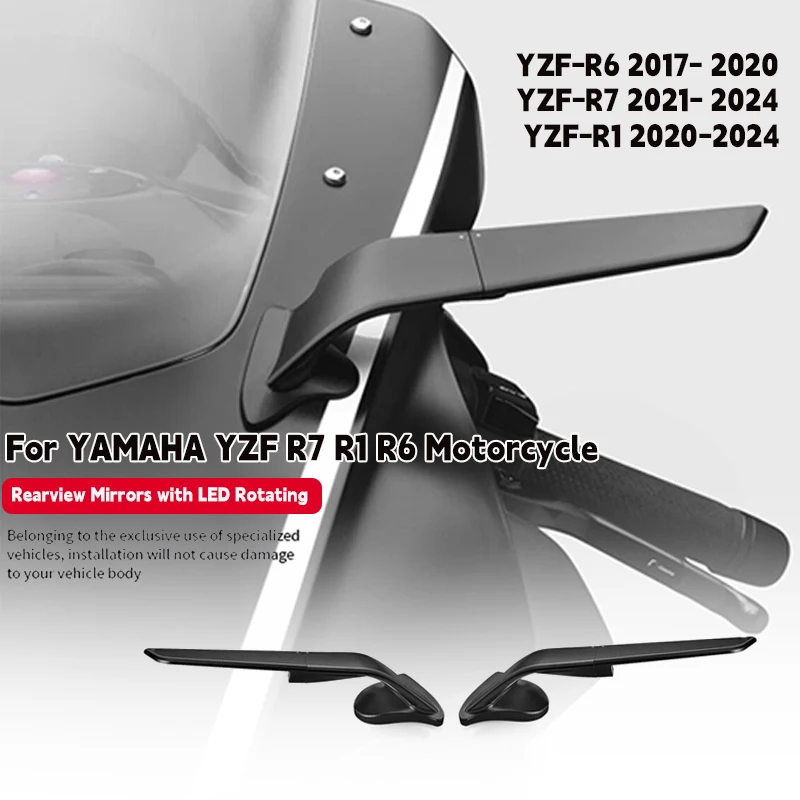 

For Yamaha YZF R7 R1 R6 Motorcycle Mirror Adjustable Rotating Rearview Mirror YZF-R6 2017-2020 YZF-R7 2021-2024 YZF-R1 2020-2024