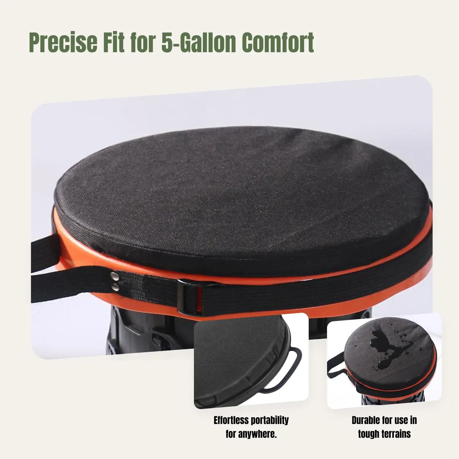 كرسي مقعد دلو سعة 5 جالون مع غطاء مقاوم للماء، غطاء دلو مريح للصيد والصيد والتخييم والمشي لمسافات طويلة والبيسبول #4