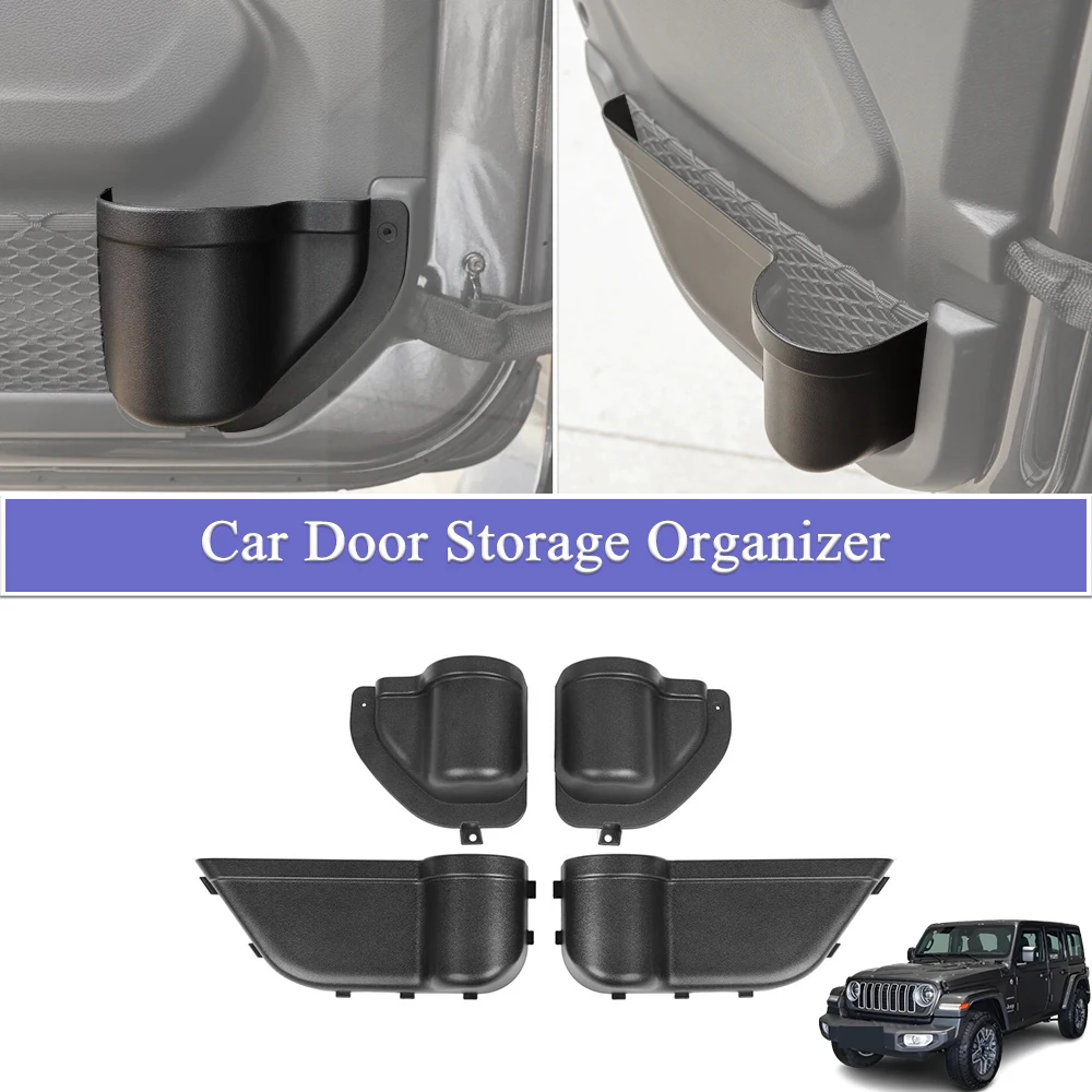 

Органайзер-контейнер для хранения в дверной кармане автомобиля, держатель для бутылок с водой для Jeep Wrangler JL 2018-2023, аксессуары для интерьера, черный ABS