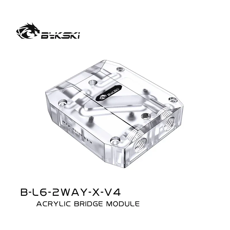 Bykski B-L6-2WAY-X-V4,Acrylic Bridge Module For GPUs Block,Graphic Cards Block Connector,Direction Adjustable