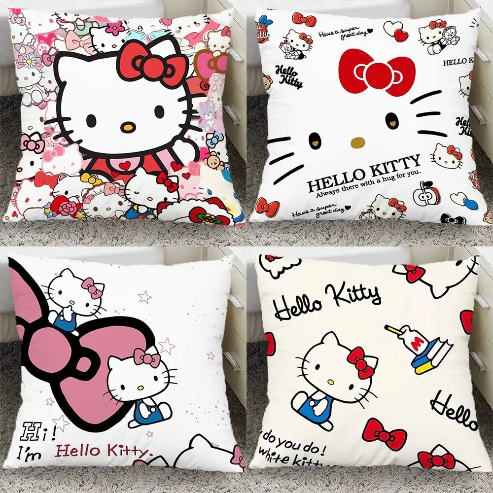 

Anime Sanrio Hello Kitty Double-sided Printed Pillowcase Kawaii Throw Pillow Pillowcase Children's Room Interior Decoration Gift