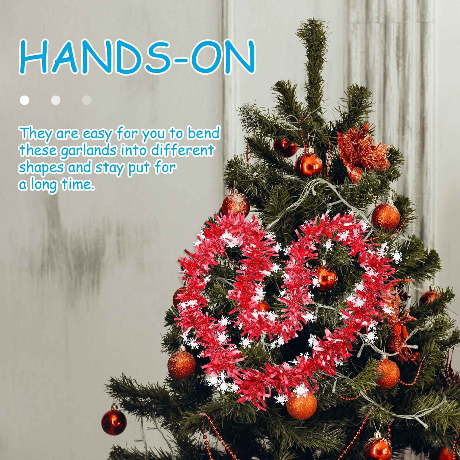 

5Pcs Tinsel Garlands Christmas Decorations Bright Classic Hanging Pendant for Dinner Party Thanksgiving Festival Scene Layout