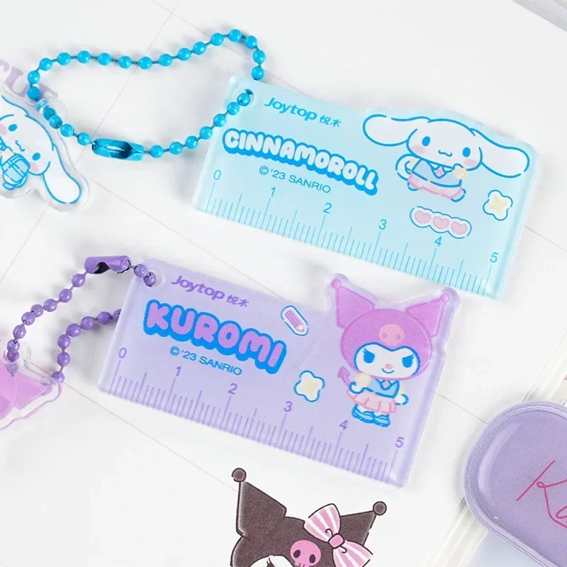 

Новинка, 4 шт./компл., Sanrio Kuromi Mymelody Cinnamoroll Pochacco, закладка Kawaii, линейка, канцелярские принадлежности, подарок, офис, школа, измерительный рисунок
