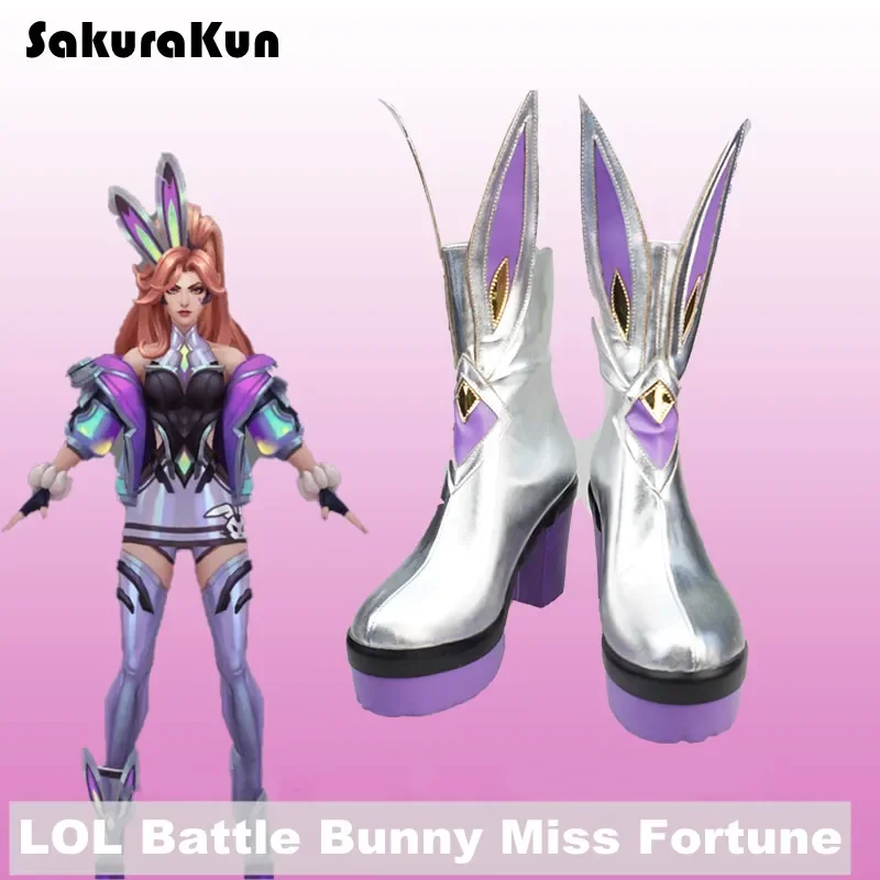 LOL Battle Bunny Miss Fortune Cosplay Shoes Game LOL Cosplay Shoes Sexy Women Shoes High Boots Heels Halloween Shoes UY6052