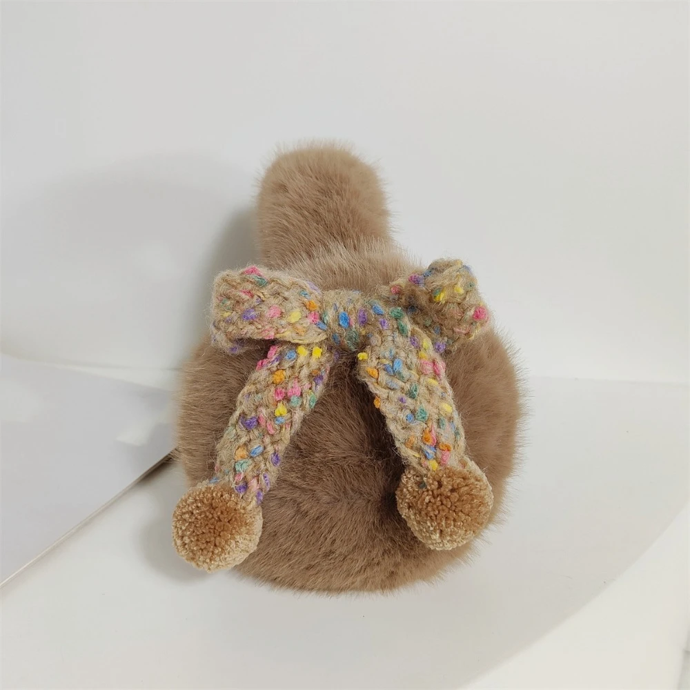 Korean Style Vintage Faux Fur Plush Earmuffs Wave Point Soft Y2k Bowknot Earmuffs Thicken Sweet Winter Earflap Outdoor