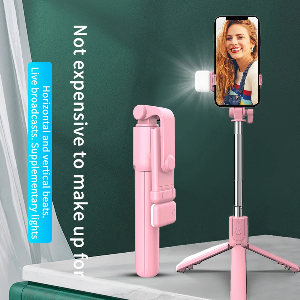 Wireless Bluetooth-compatible Selfie Stick with Led Ring Light Foldable Tripod Monopod For iPhone For Android Live Tripod