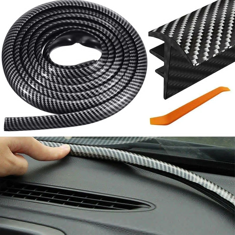 New Car Dashboard Seal Center Console Abnormal Noise Sound Insulation Dustproof Rubber Strip Carbon Fiber For Auto Accessories