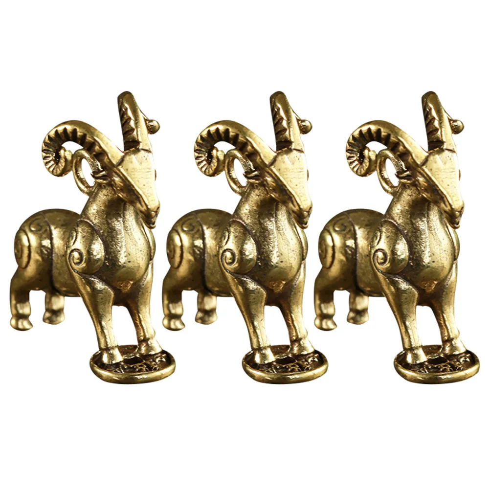 Statues décoratives de chèvre en laiton, 3 pièces, ornements de bureau, décoration Chic pour la maison et le bureau, décoration de chèvre, décoration de maison