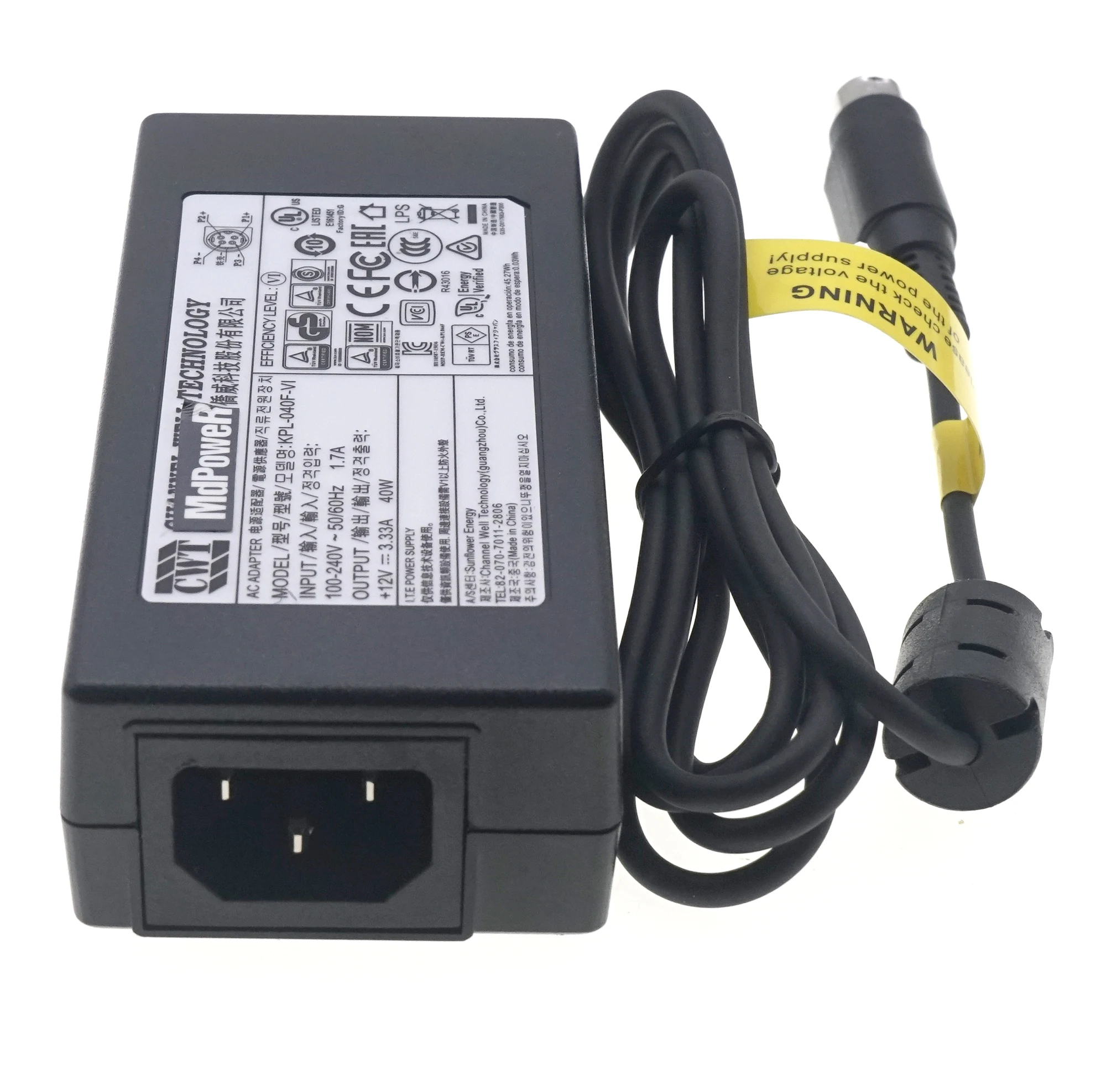 Genuine 12V 3.33A 40W 4-PIN KPL-040F-VI KPL-040F CWT Power Supply AC Adapter For HIKVISION 7808HGH7816 Video Recorder Charger