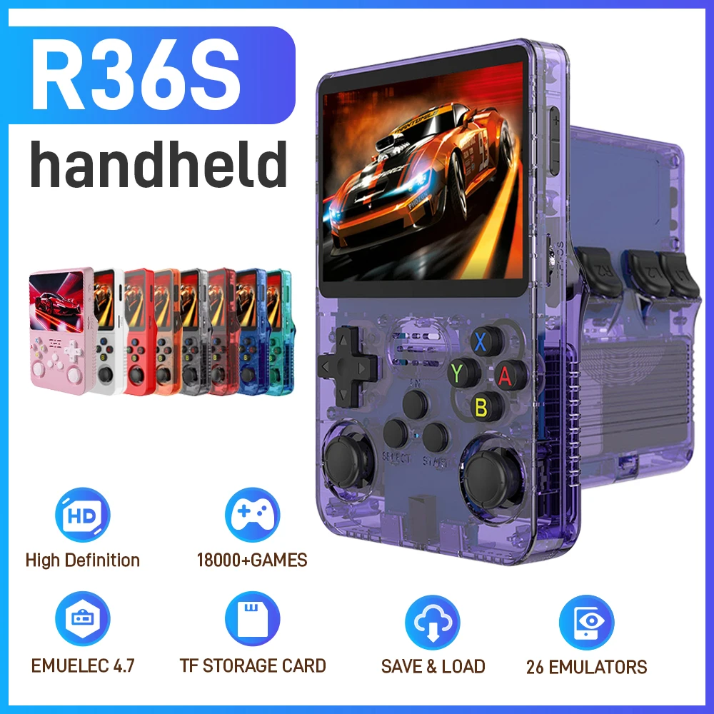 

64GB Handheld Video Game Console Retro Game With 18494 Games 26 Emulators EmuELEC 3.5 Inch IPS Screen Long Battery&Flash Charge