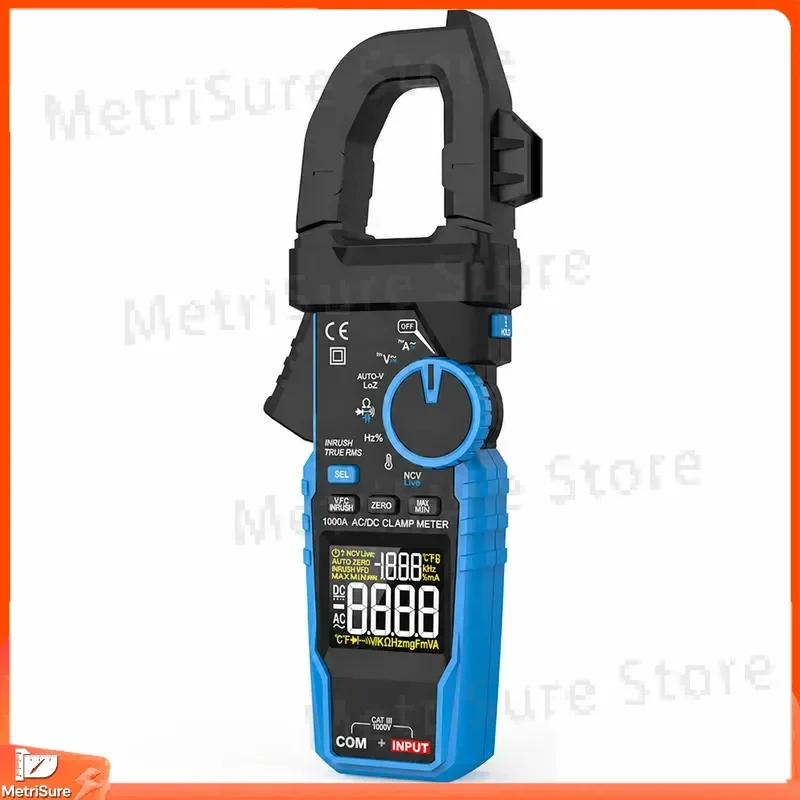 Digital Clamp Meter 1000A AC DC True RMS Auto Range Multimeter with Resistance Capacitance Diode Continuity Test Voltage