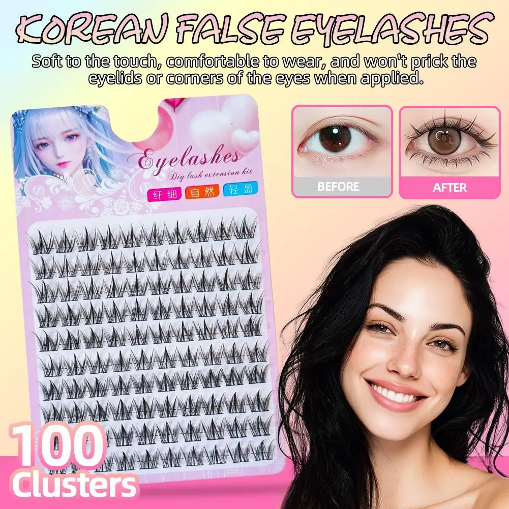 Faux cils naturels Lazy 3-Step Manga, courbure D fine, en fibres synthétiques douces, 120 bouquets, application facile pour débutants C5J1