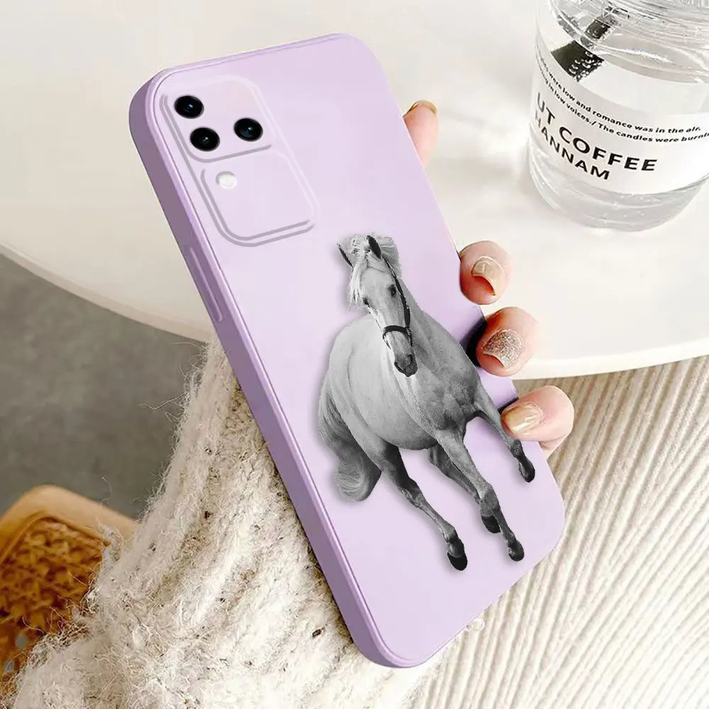 Handsome White Black Horse Phone Case For VIVO S1 S16 V15 V17 V20 V20ES V21 V23E V25 V27 V27E V29 V29E V30 V30E PRO PV23 5G