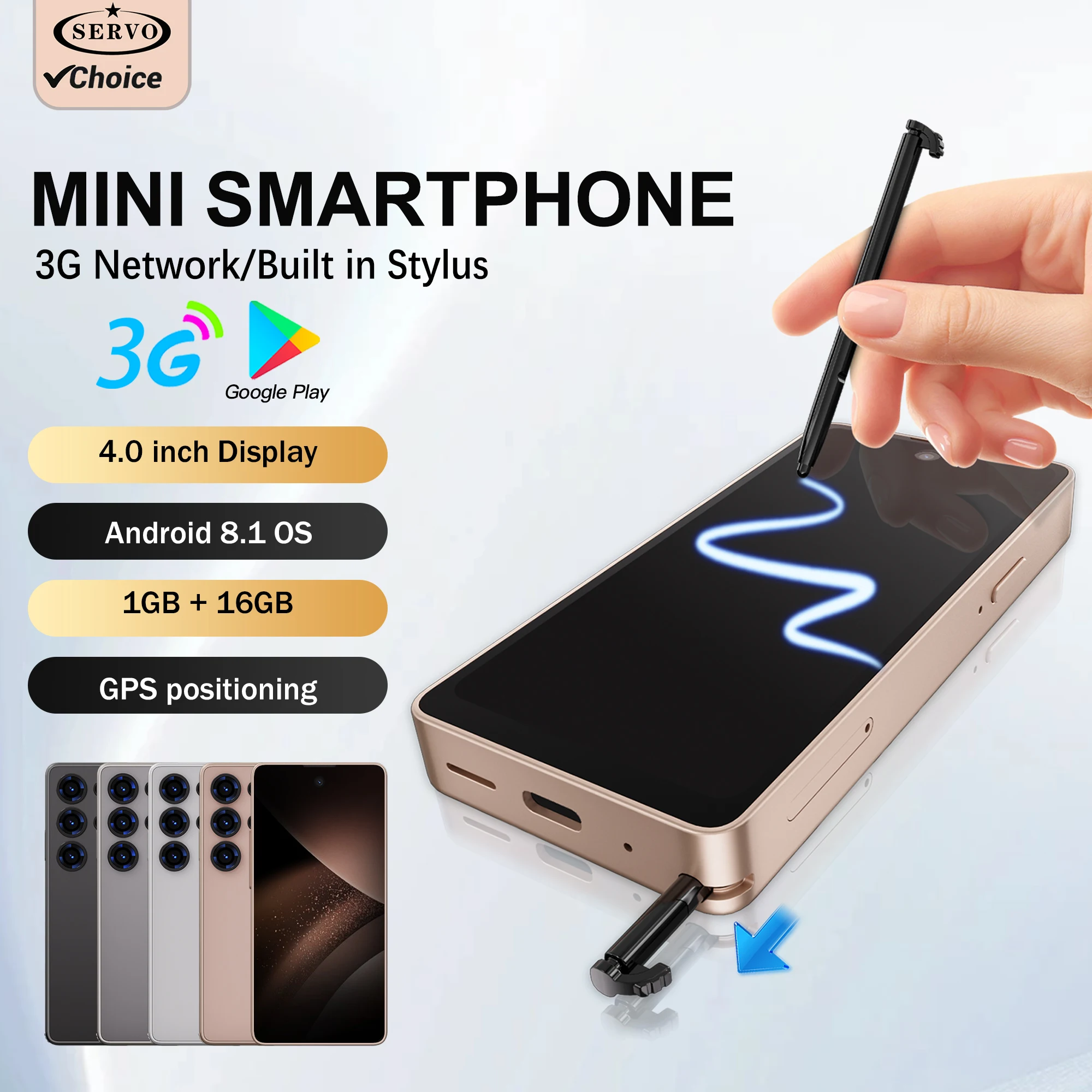 SERVO Mini Android Smartphone Built in Stylus 3G Cellular 4