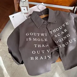 Children's Shirt 2024 Spring New Boys and Girls Printed Letter Shirt Baby Cotton Shirt Coat