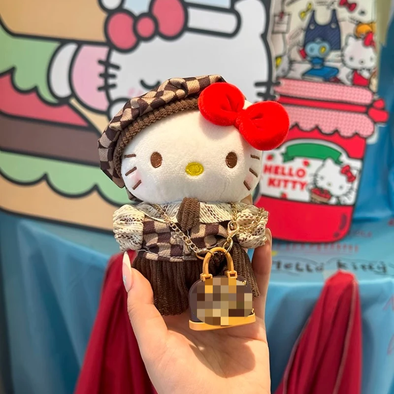 أزياء سانريو Kawaii مرحبا كيتي المفاتيح زهرة قديمة النمط البريطاني المفاتيح على ظهره شماعات لطيف زوجين على ظهره سحر الفتيات #4