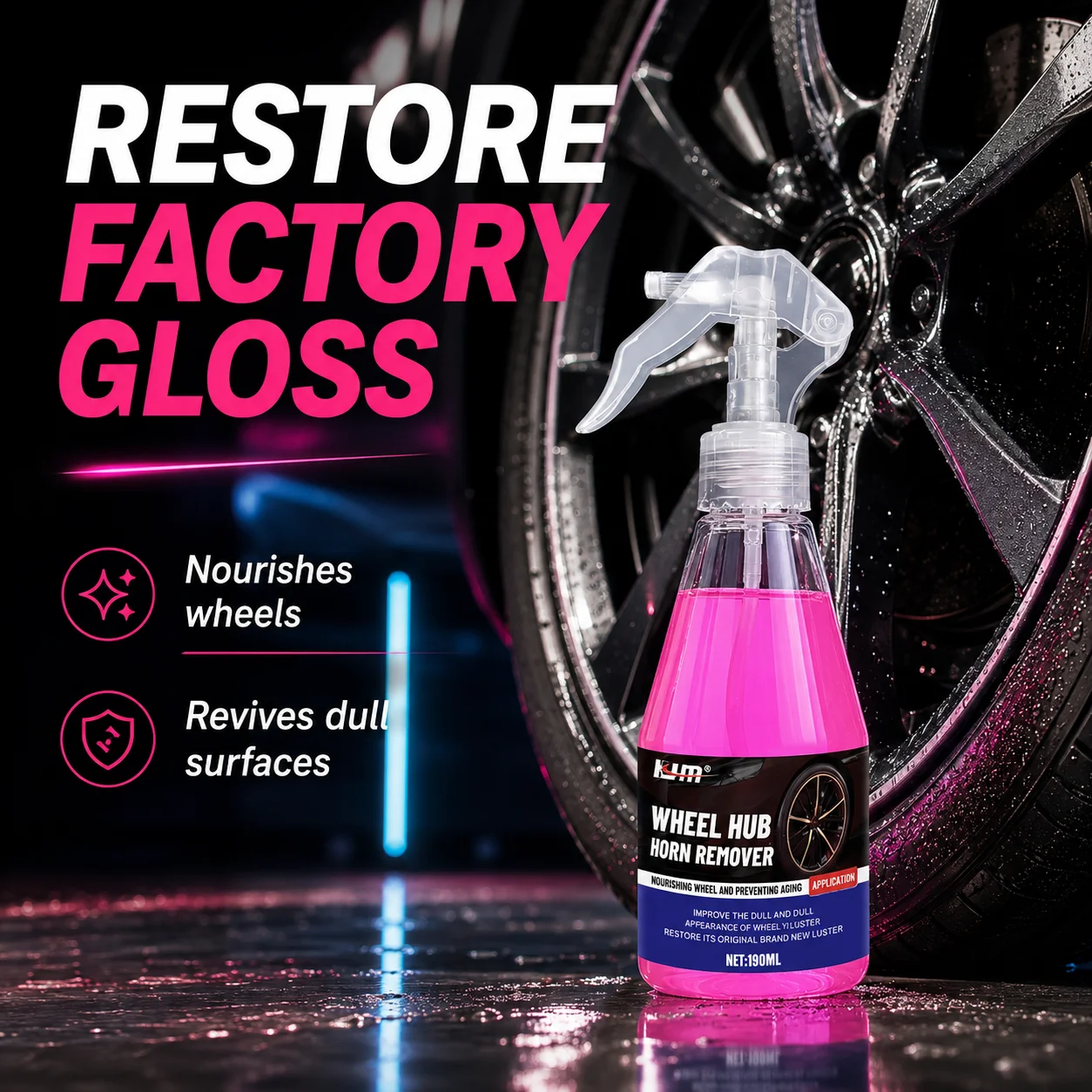 Car Wheel Cleaner Spray Brake Dust Oil Stain Remover Cleaner Cleaning for Car Rims for Clear-Coated Painted and Polished Wheels