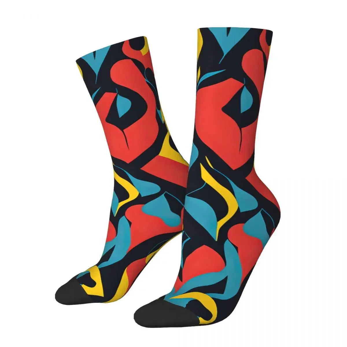 Shape Patterns S01 D45 Men's Socks Vintage Harajuku Street Style Novelty Pattern Crew Sock