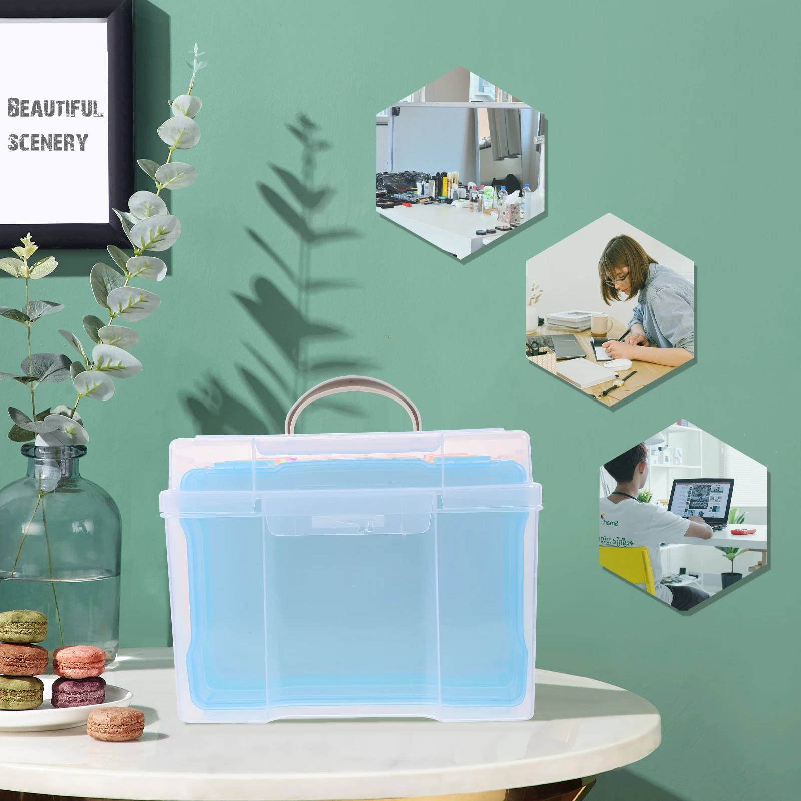 

Multi Functional Photo Box 5X7 Photos Storage ganizer Compact Keeper Plastic Boxes Small Accessories Photos Carry Case