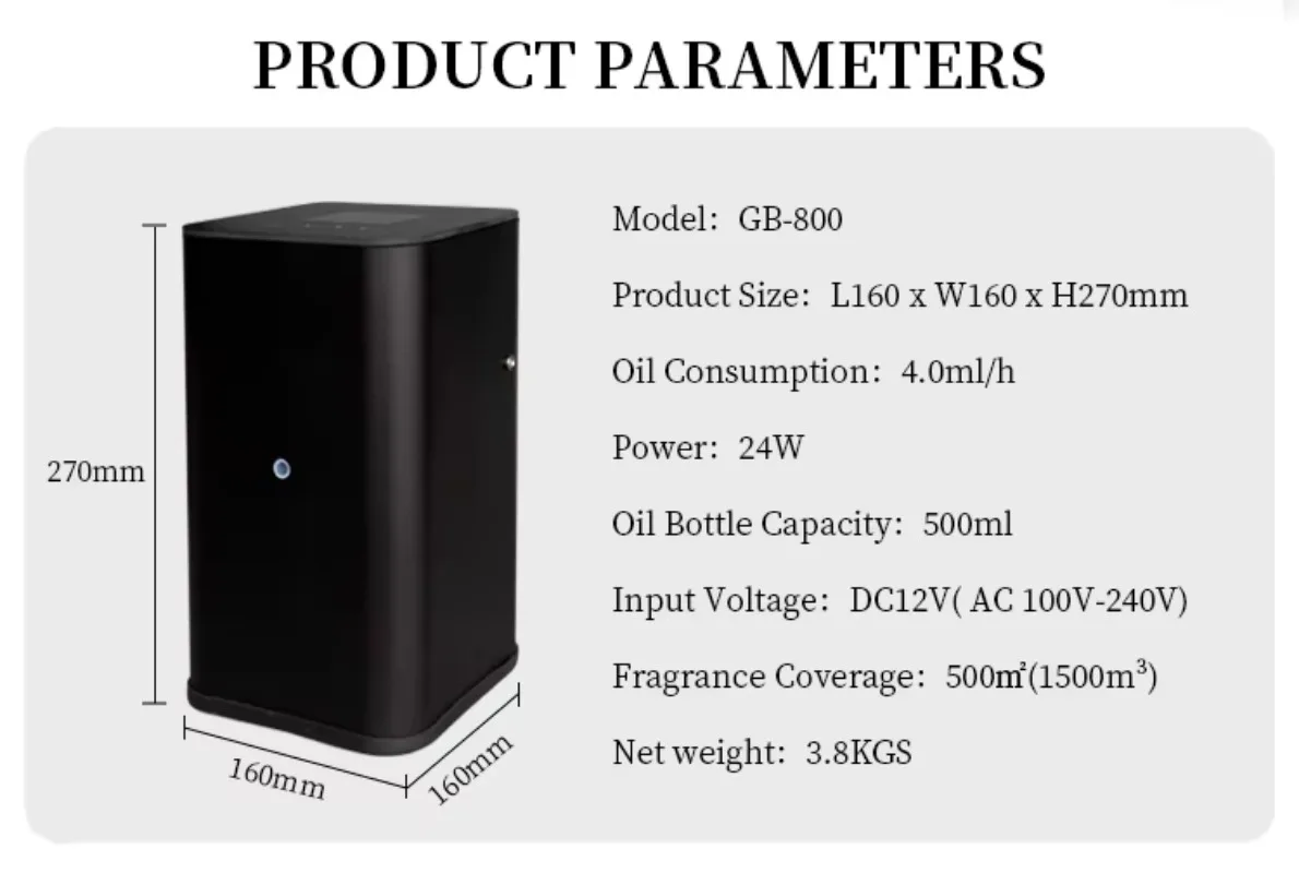 GB-800 Large Mist Spray WiFi Diffuser Humidifier HVAC Scent Air Nebulizer Machine 500ml 1 Year for Home Hotel Commercial Use view 3