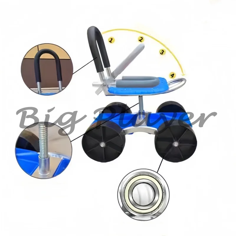 農業用回転式シート付き移動式カート、庭での収穫作業用の車輪付きスツール、果樹園や農場用の作業椅子