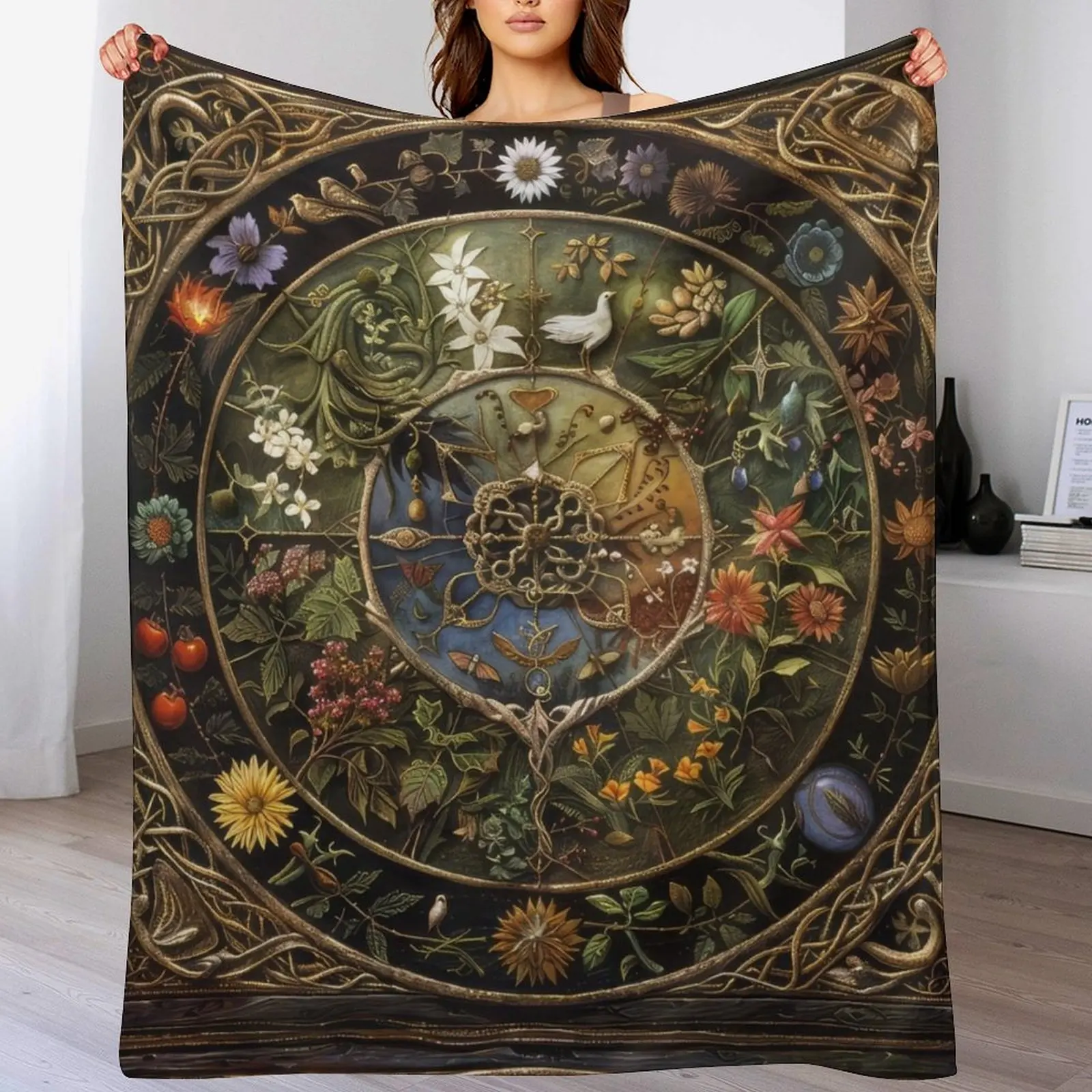 

Pagan Wheel of the Year Throw Blanket Giant Sofa Soft Beds Bed covers Blankets