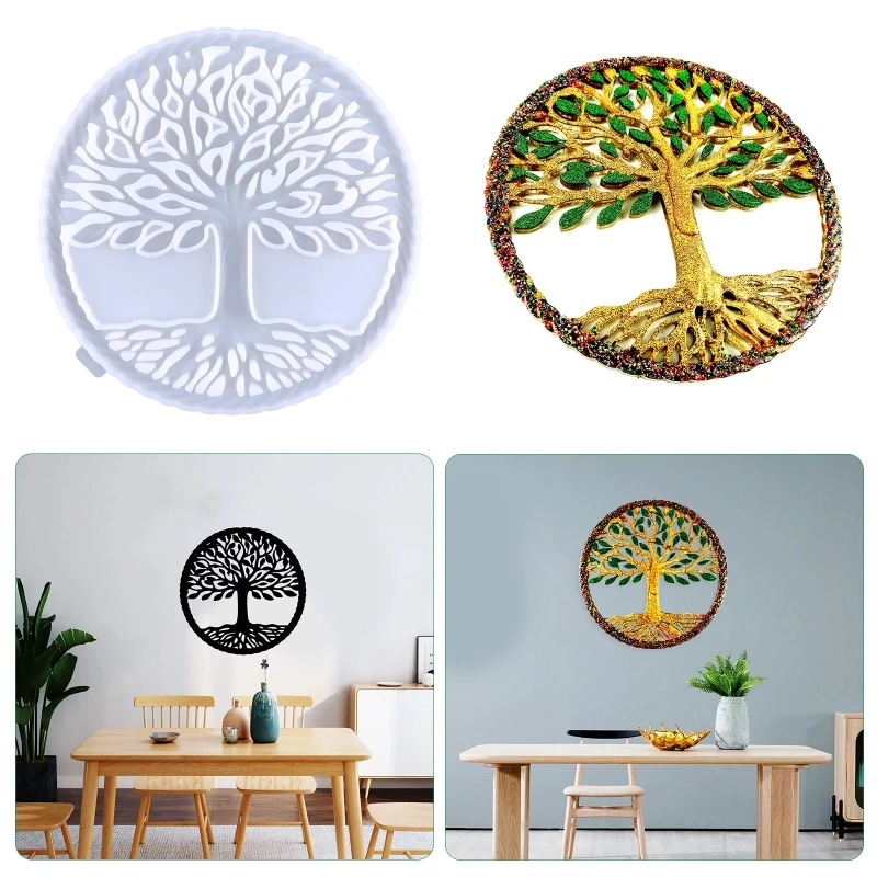 Árvore diy artesanato resina molde silicone parede pendurado decoração fundição modelo para casa ornamento fazendo