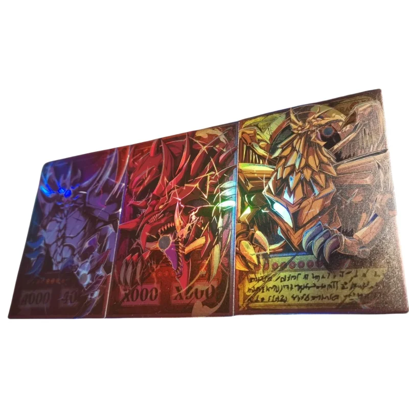 Tarjeta Flash Yu-Gi-Oh Dios egipcio DIY proceso de flash Normal un conjunto de 3 hojas colección de Anime figuras de juguete de acción regalos para un amigo