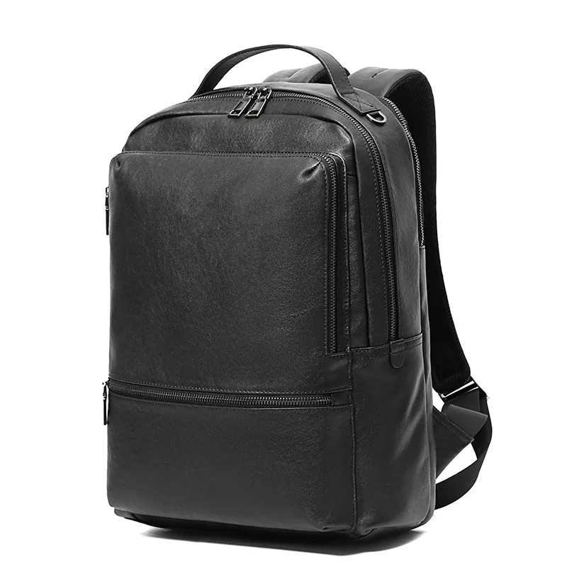 

New Fashion Cow Genuine Leather Men Backpack Real Natural Leather Student Backpacks Boy Luxury Brand Large Computer Laptop Bag