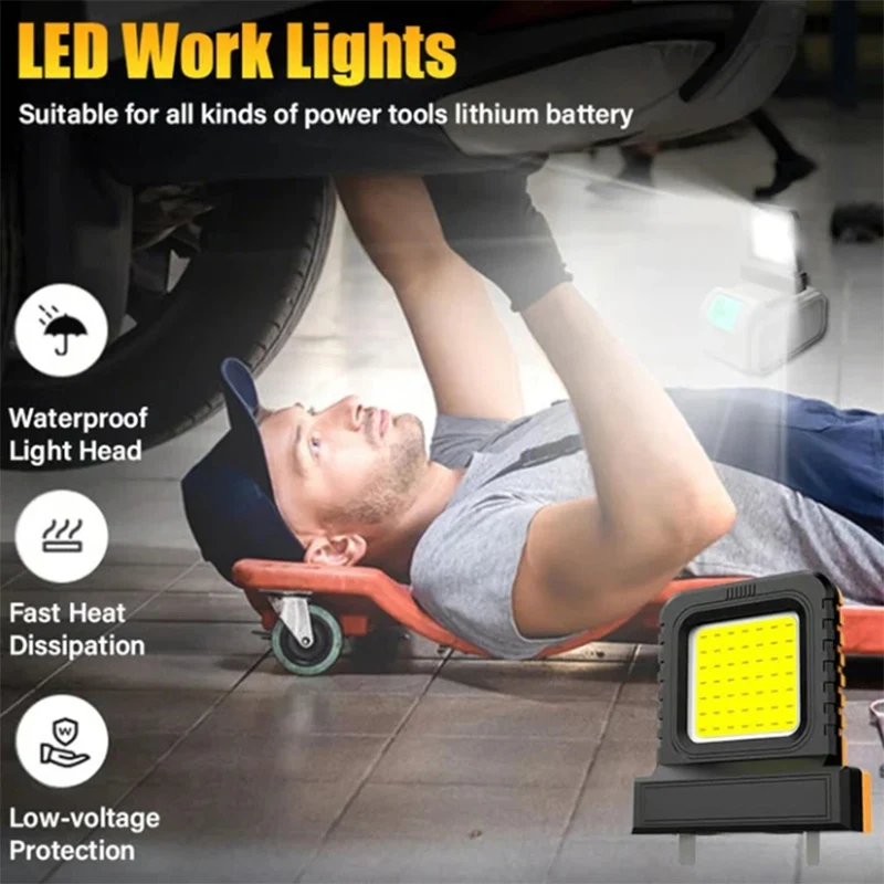 

Power Tool Accessories LED Work Light for Makita for Milwaukee for Dewalt for Bosch for Dayi Lomvum Zhipu 18V-21V Li-ion Battery