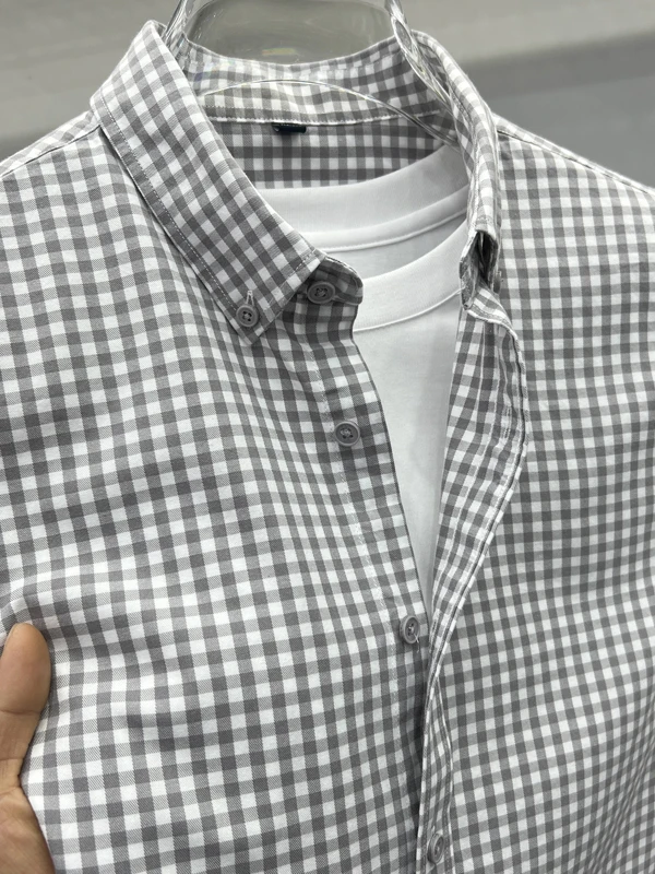Men's Long Sleeve Shirt Trendy Small Plaid Spring New Style American Style Men's Shirt Jacket Fashionable Standard Fit Cotton...
