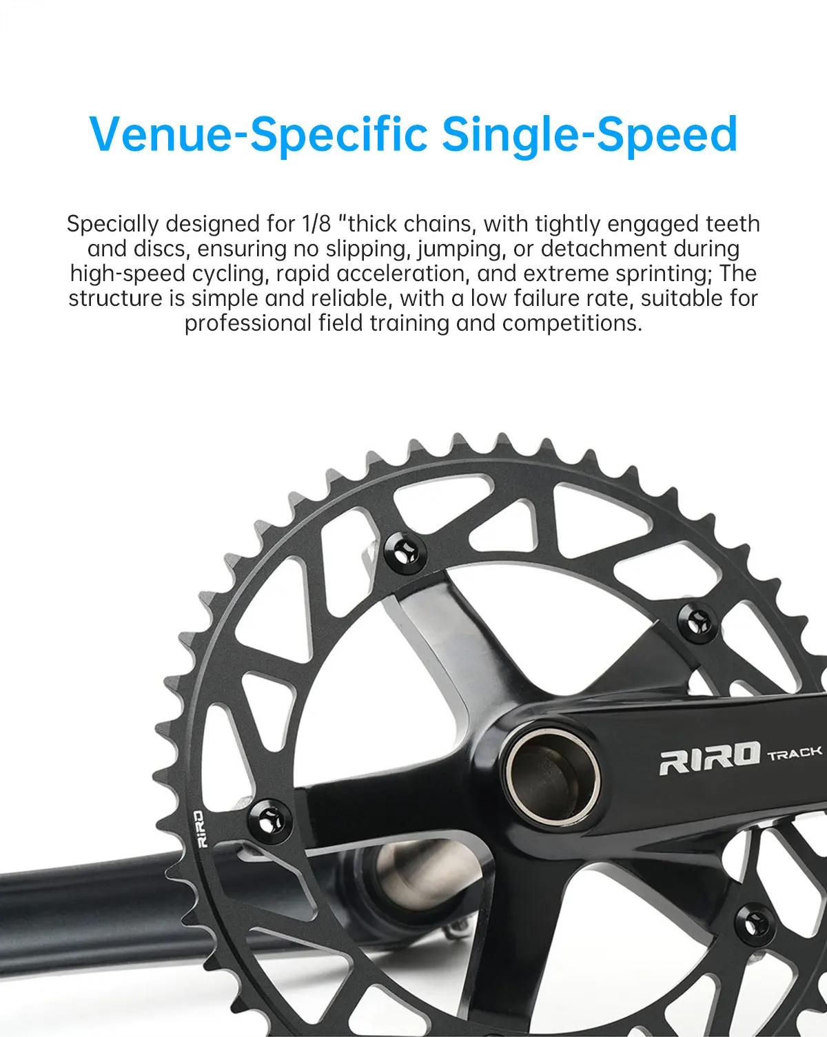 RIRO Superleichte Rennrad-Kurbelgarnitur aus Aluminiumlegierung, Hollowtech 144 BCD, Single-Speed Fixed-Gear-Fahrrad mit 51T Kettenblatt – Detail 2