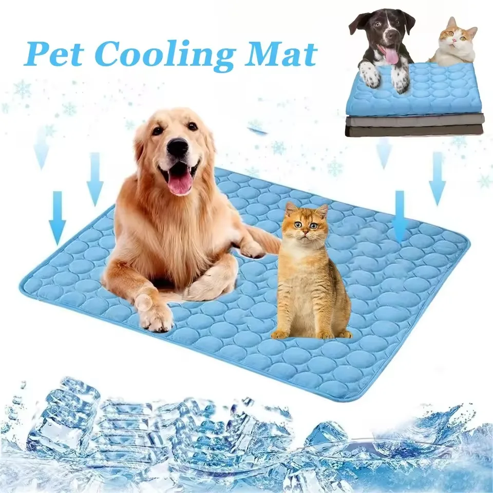 Cooling Dog Mat Summer Pad Mat For Dogs Cat Ice Silk Blanket Sofa Breathable Pet Dog Bed Summer Washable For Small Large Dog Cat