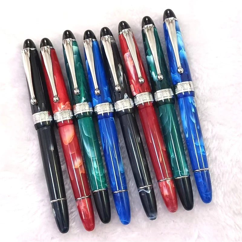 

SIKIB Acrylic Vintage Pattern Fountain Pen EF F 0.38MM 0.6MM Nib, Beautiful Pattern Rotating Cap Students Daily Writing Practice