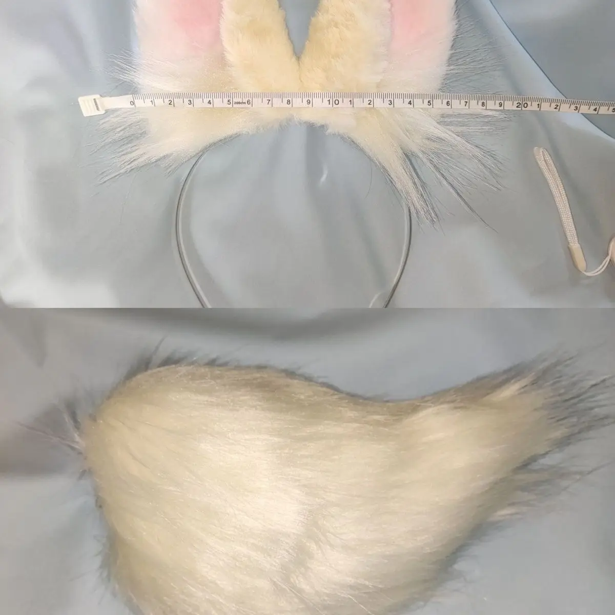 Nieuwe handgemaakte werk COS konijnenoren hairhoop oorbellen staart handgemaakte schattige zachte meisje oor staart set super schattig en lief