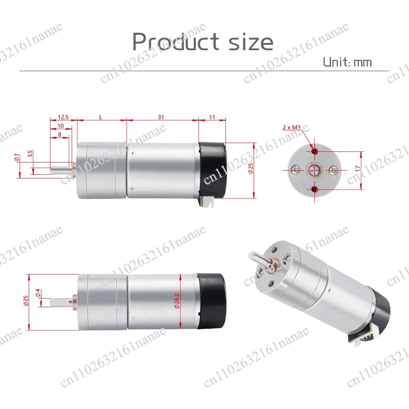 Mini DC Gear Motor 6V 12V 24V Reversible Rotation High Torque Drive Motor