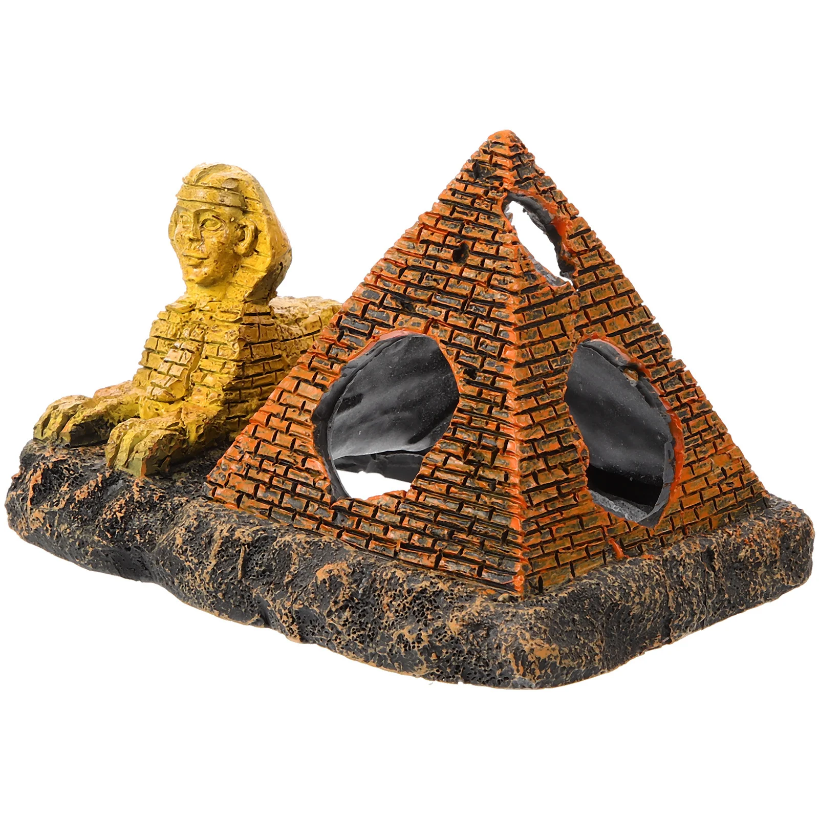 

Cave Turtle Hiding Shelter Pyramid Shape Ornament Decoration Eco Friendly Resin Statue Hiding Place Aquarium Accessories Turtle