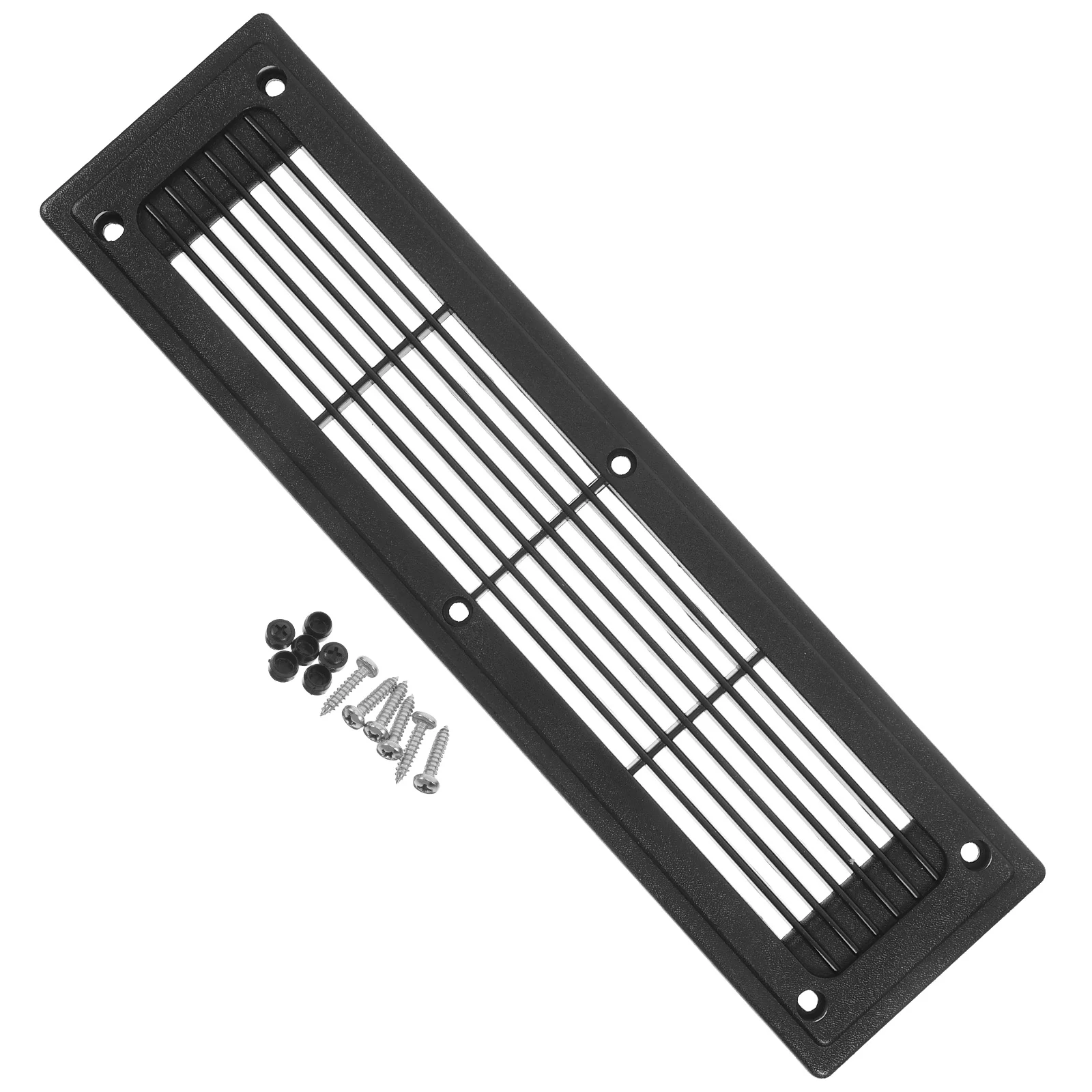 300x80mm Rectangular Louver Floor Register for Central AC RV Marine Black Plastic Easy Install Large Size