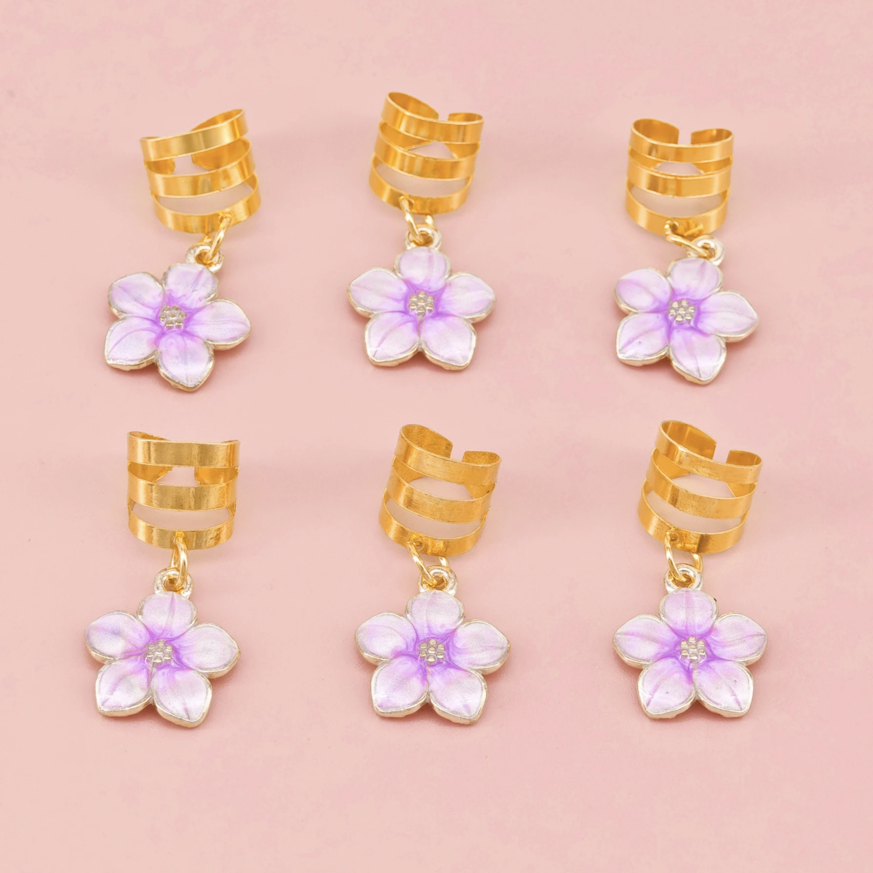 6pcs Flower Decor Hair Clip Set, Dreadlocks & Braid Accessories