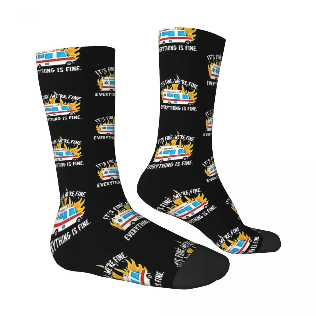 Ambulance Crew Bus It's Fine We're Fine Unisex Spring Summer Autumn Winter Socks Hip Hop Happy Socks street style Crazy Sock