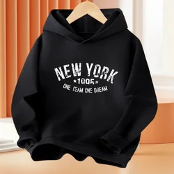 Daily Kids Sweatshirts NEW YORK Letter Print Harajuku Hoodies For Boys Casual Pullover Sweatshirt Teens Streetwear Hooded Coats