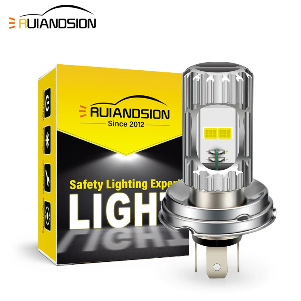 Ruiandsion P45T Led Motorcycle Headlight bulbs 4COB 2000Lm 12-85V for Car Tractor Light Scooter Motobike Headlamp White 1pc/2pcs