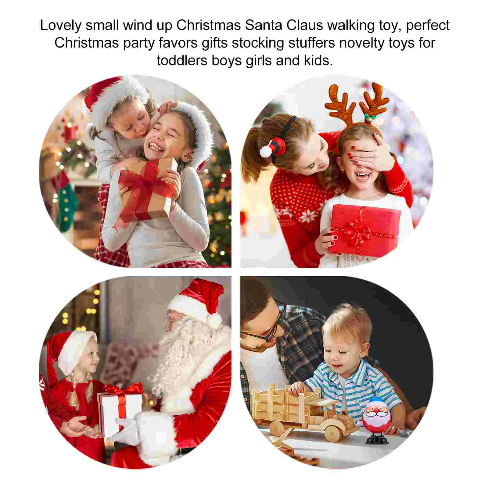 3 PCS Christmas Wind-up Mini Clockwork Vintage Xmas Plastic Child Santa Claus Walking