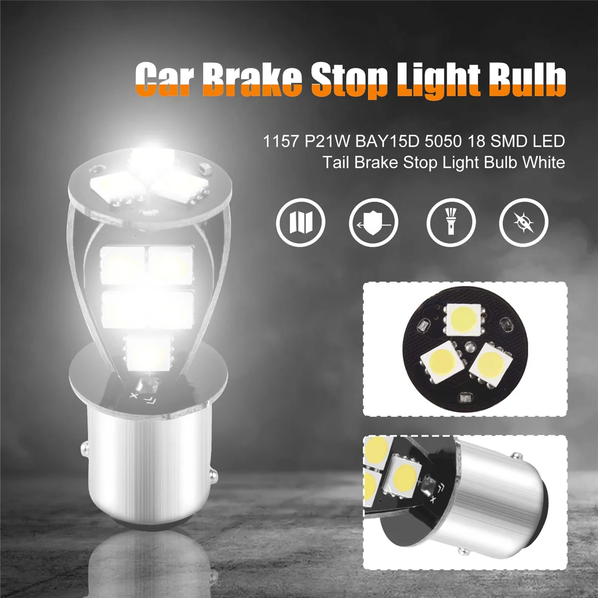 High-end 1157 P21W BAY15D 5050 18 SMD LED Tail Brake Stop Light Bulb White