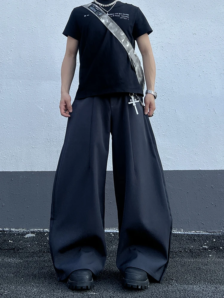 

Cleanfit American Retro Men's Wide Leg Pants Commute Casual Trousers Knife ape Design Comfortable Cotton Polyester Blend