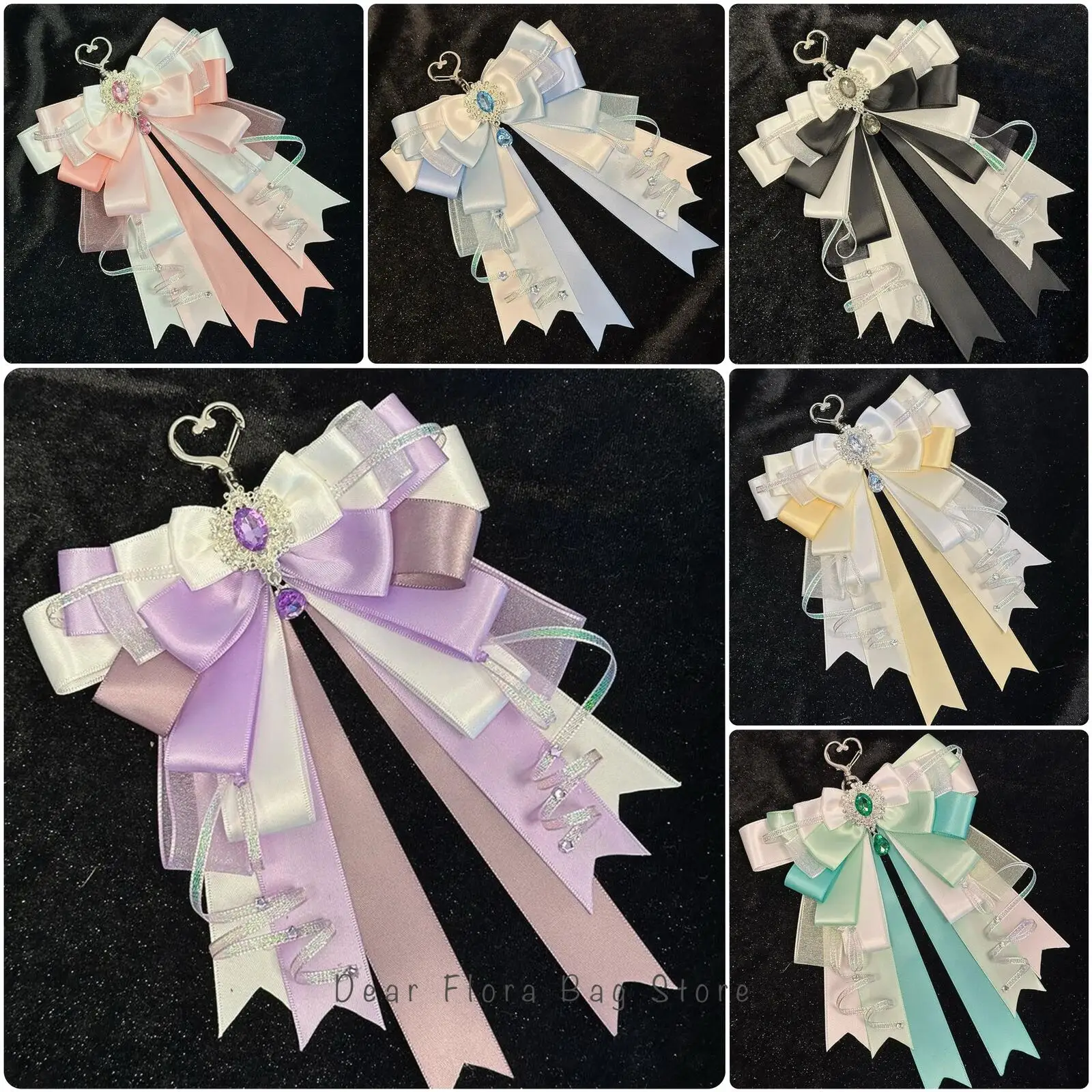 Double Layer Ribbon Bow Pendant Ita Bag Decoration Accessories DIY Handmade Lolita Pain Bag Lucky Pendant Anime Merch Cute Gift