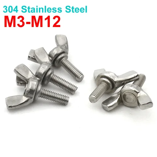 1/2/5 Uds M3 M4 M5 M6 M8 M10 M12 A2-70 304 tornillos de apriete manual de acero inoxidable perno de mariposa ala tornillo de pulgar garra