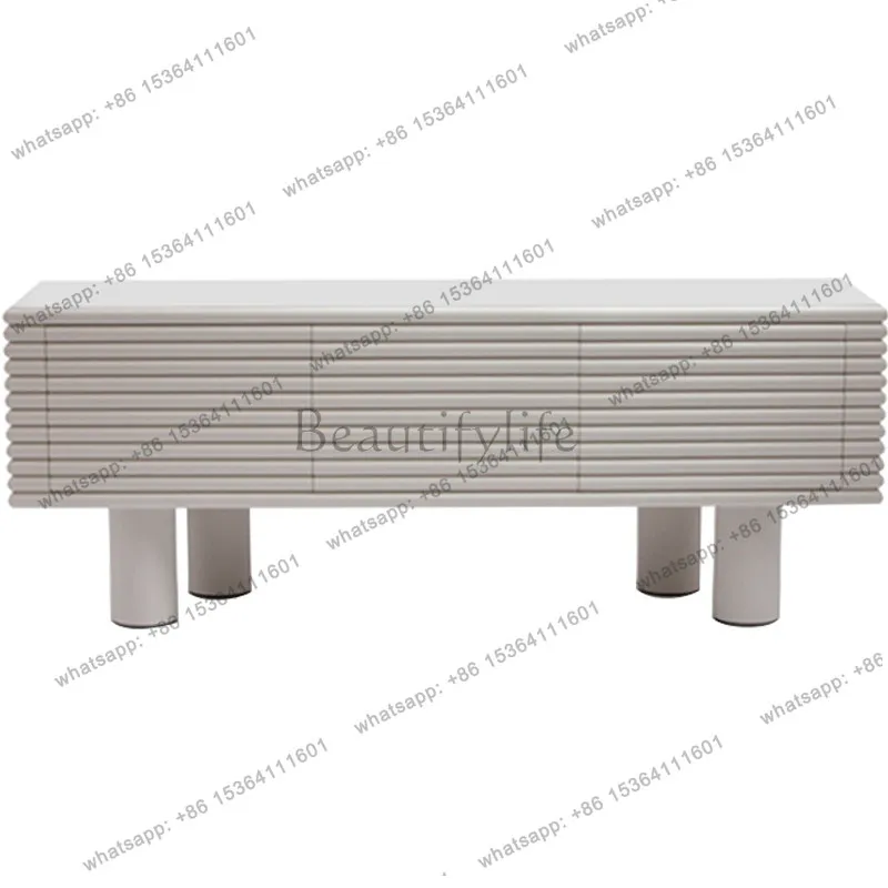 

Современный простой и стильный комплект мебели для гостиной: минималистичный телевизионный шкаф и журнальный столик.