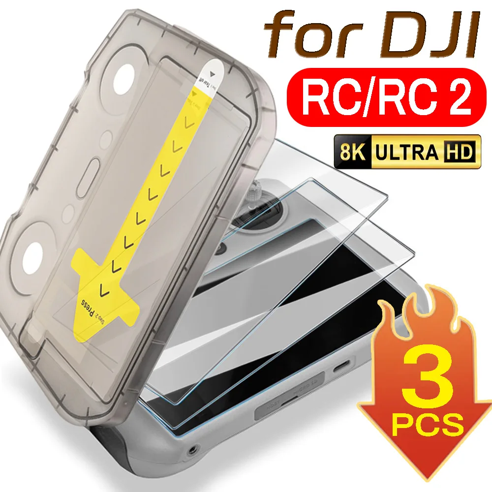 

1-3Pcs HD Protective Films for DJI RC and RC2 Controller Tempered Glass Screen Protector for DJI RC 1/2 with Auto Alignment Kit