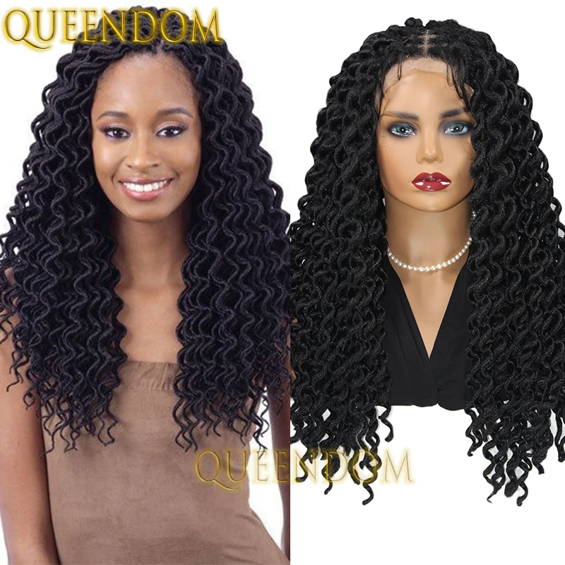 22 Inch Synthetic Passion Twisis Braid Wig Full Lace Handmade Box Braided Wig for Women Crochet Pre-Looped Loose Wavy Braids Wig